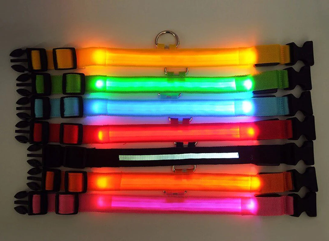 LED Adjustable Dog Collar with Blinking and Flashing Light for Enhanced Pet Safety - Waterproof Design