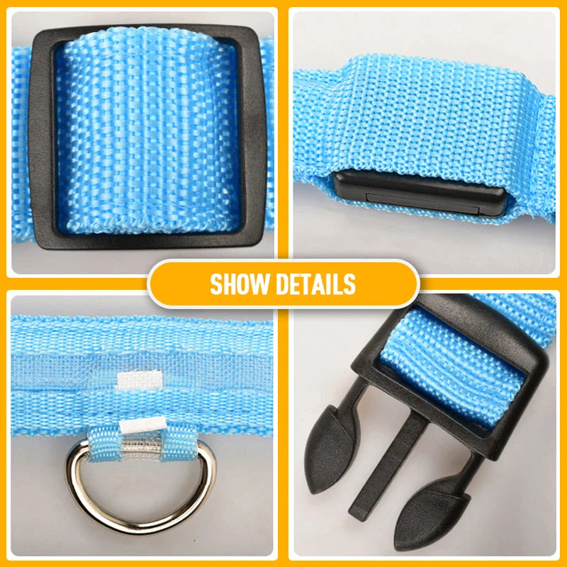 LED Adjustable Dog Collar with Blinking and Flashing Light for Enhanced Pet Safety - Waterproof Design