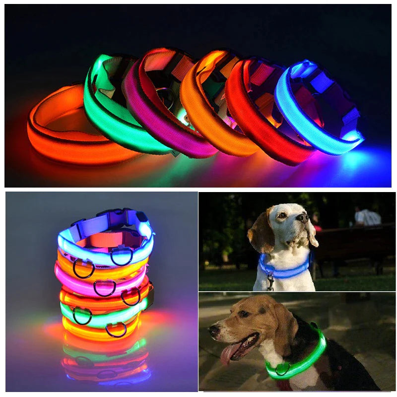 LED Adjustable Dog Collar with Blinking and Flashing Light for Enhanced Pet Safety - Waterproof Design