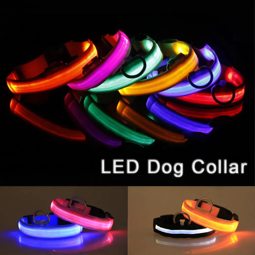 LED Adjustable Dog Collar with Blinking and Flashing Light for Enhanced Pet Safety - Waterproof Design