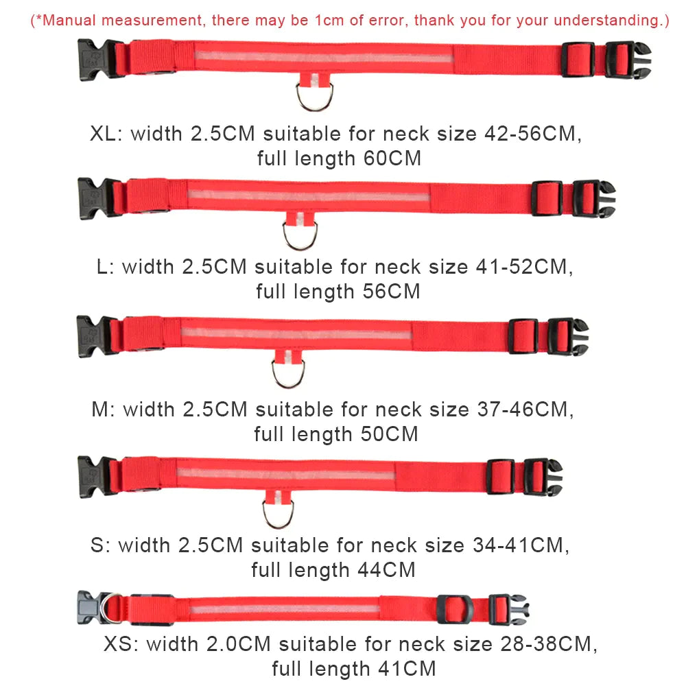 LED Adjustable Dog Collar with Blinking and Flashing Light for Enhanced Pet Safety - Waterproof Design