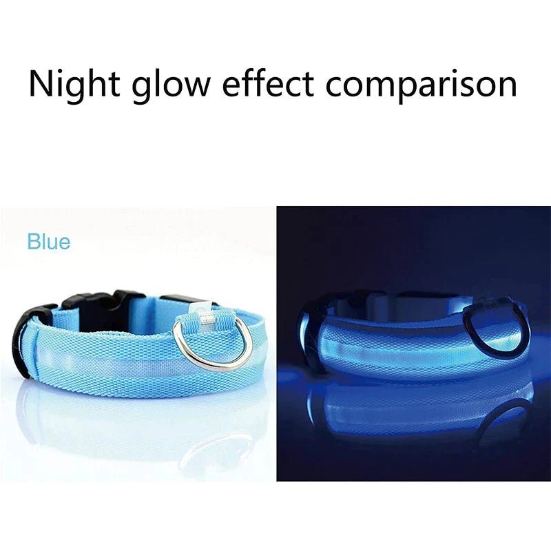 LED Adjustable Dog Collar with Blinking and Flashing Light for Enhanced Pet Safety - Waterproof Design