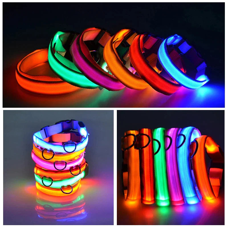LED Adjustable Dog Collar with Blinking and Flashing Light for Enhanced Pet Safety - Waterproof Design
