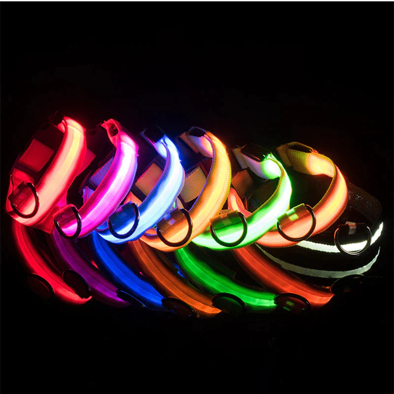 LED Adjustable Dog Collar with Blinking and Flashing Light for Enhanced Pet Safety - Waterproof Design