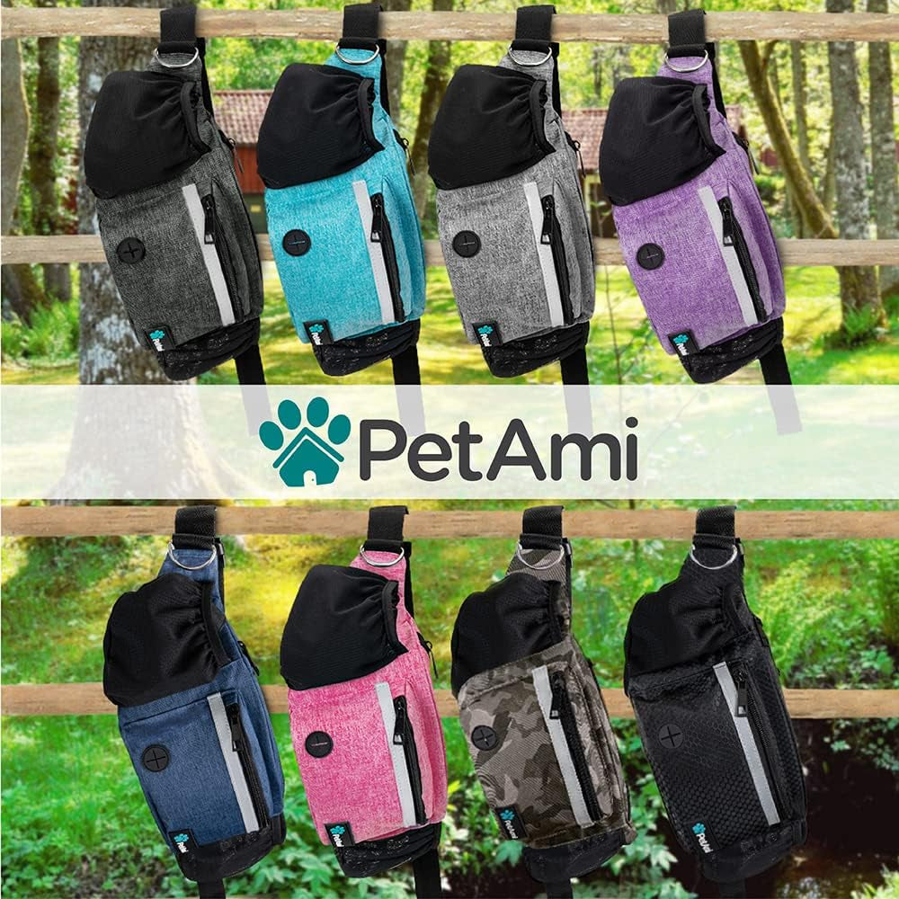 Hunde-Bauchtasche, Leckerlibeutel Für Hundespaziergänge, Training, Eingebauter Kotbeutelspender, Wasserflaschenhalter, Faltbarer Napf, Laufen, Trockenfutter (Camo Black)