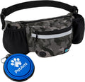 Hunde-Bauchtasche, Leckerlibeutel Für Hundespaziergänge, Training, Eingebauter Kotbeutelspender, Wasserflaschenhalter, Faltbarer Napf, Laufen, Trockenfutter (Camo Black)