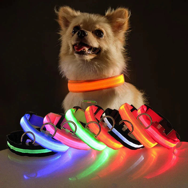LED Adjustable Dog Collar with Blinking and Flashing Light for Enhanced Pet Safety - Waterproof Design